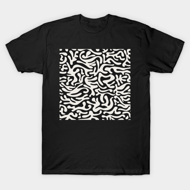 Black and Ivory Doodles / Minimal Pattern T-Shirt by matise